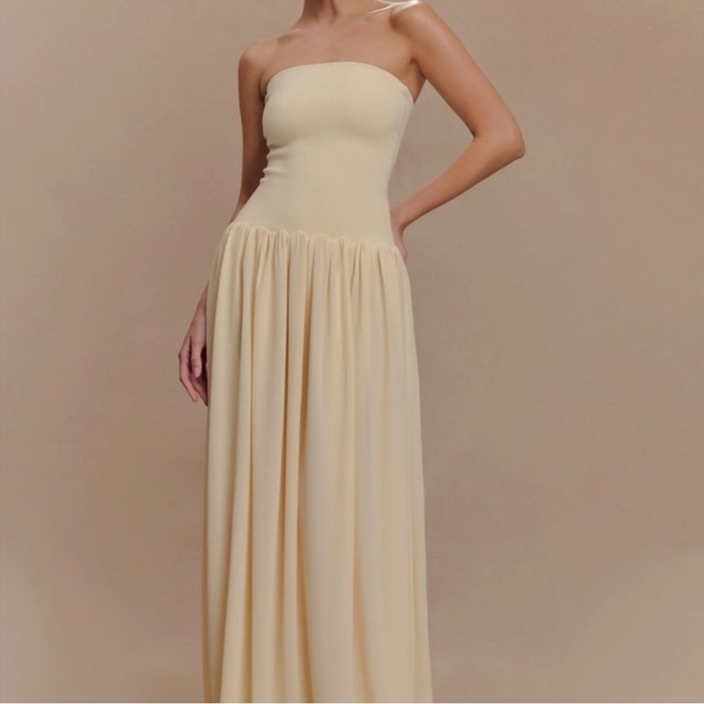 Meshki Strapless Cream Maxi Dress